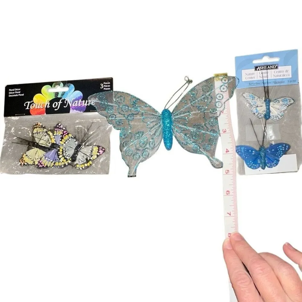 *NEW* Set of 8 decorative butterflies with clips